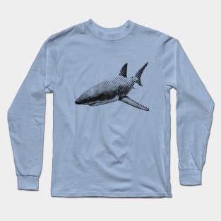 Minimalist Black and White Great White Shark Long Sleeve T-Shirt